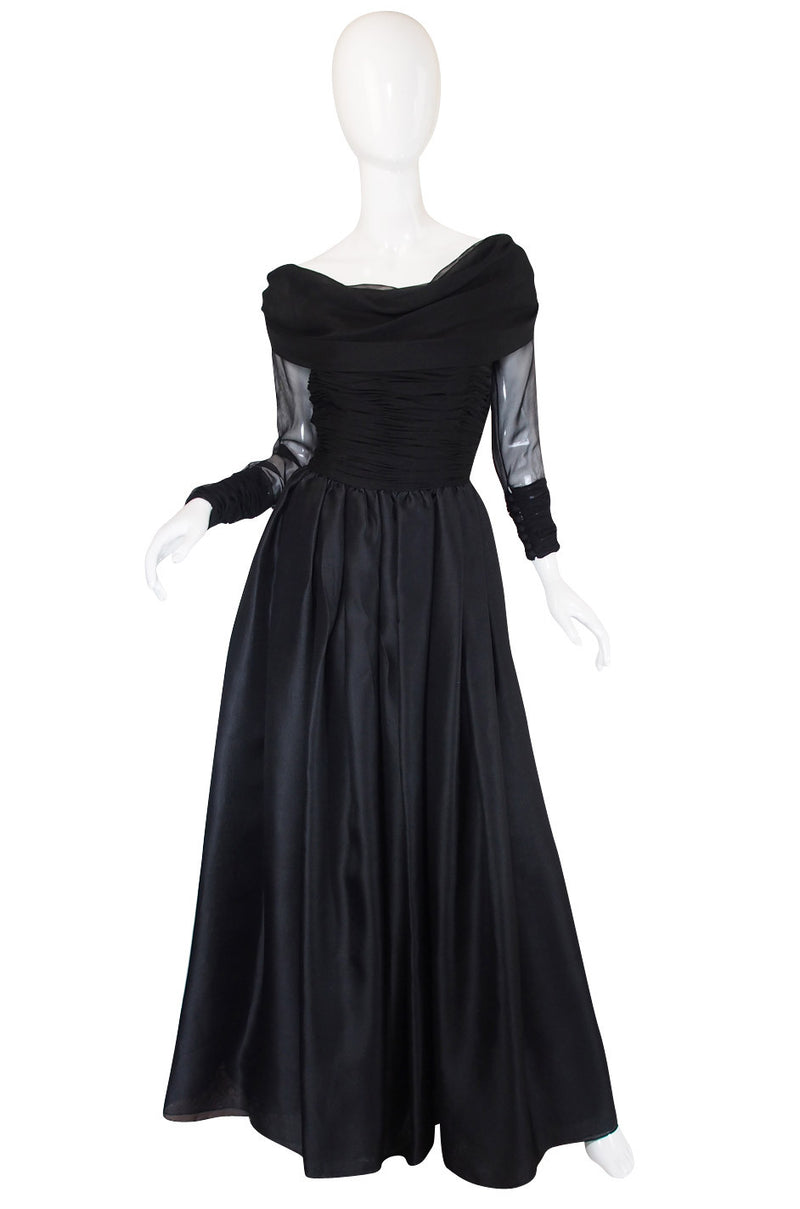 1980s Carolyne Roehm Black Silk Gown