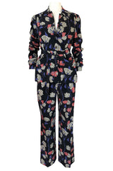 Resort 2008 Prada Runway Iconic Silk Floral Pant & Jacket Set