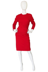 1980s Carolyne Roehm Fitted Red Dress