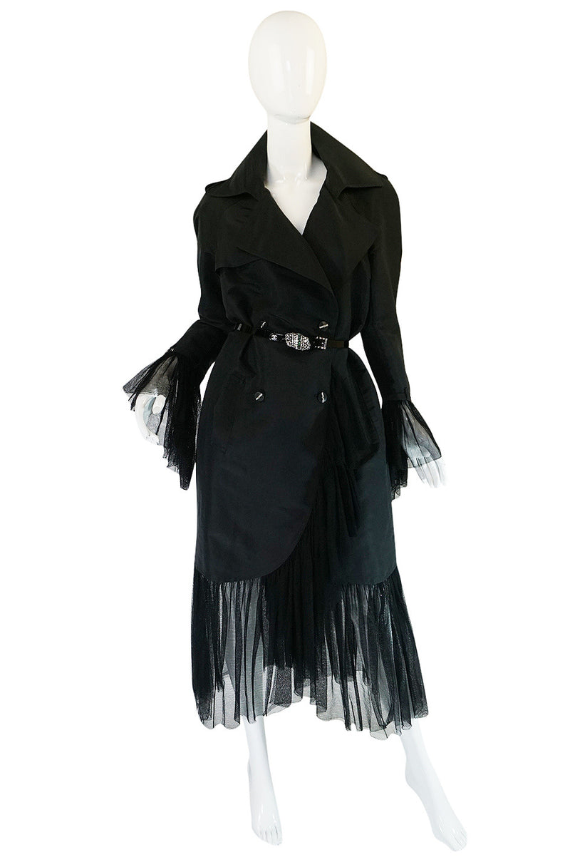 2006A Chanel Black Silk Tulle Edged Trench Coat – Shrimpton Couture