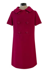 Documented Spring 1966 Christian Dior by Marc Bohan Haute Couture Raspberry Fuchsia Shift Dress