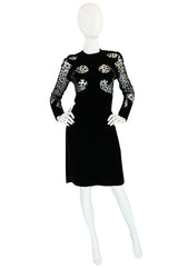 Scandalous 1980s Balmain Sheer Net & Velvet Cut Out Dress