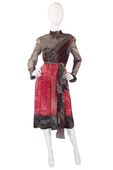 1970s Silk Chiffon Mollie Parnis Dress