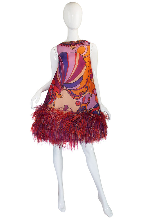 Incredible 1960s Early Bill Blass Feather Dress