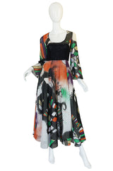 Museum Exhibited 1971 RTW Thea Porter Painted Print Dress