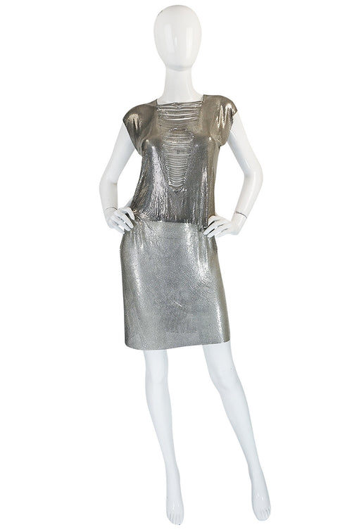 Late 1980s Paco Rabanne Silver Metal Mesh Set