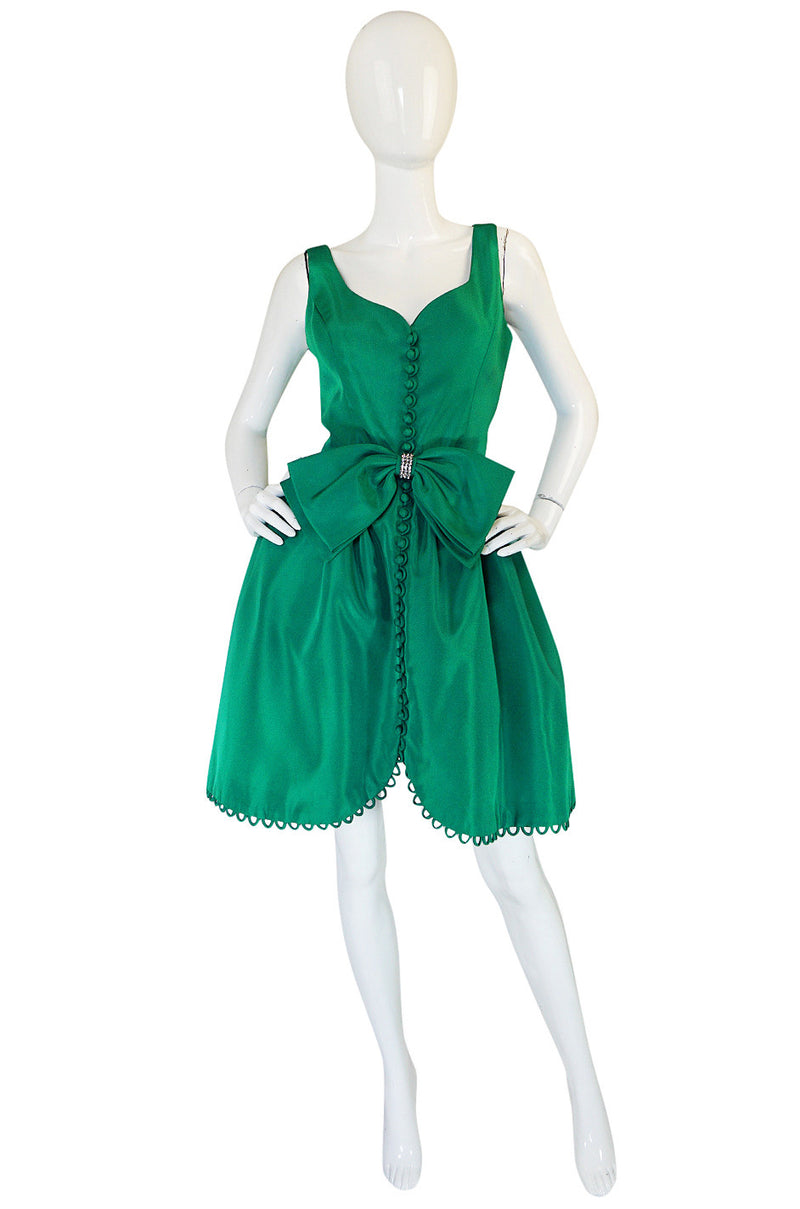 Spectacular 1960s Emerald Green Full Skirt Mini Dress