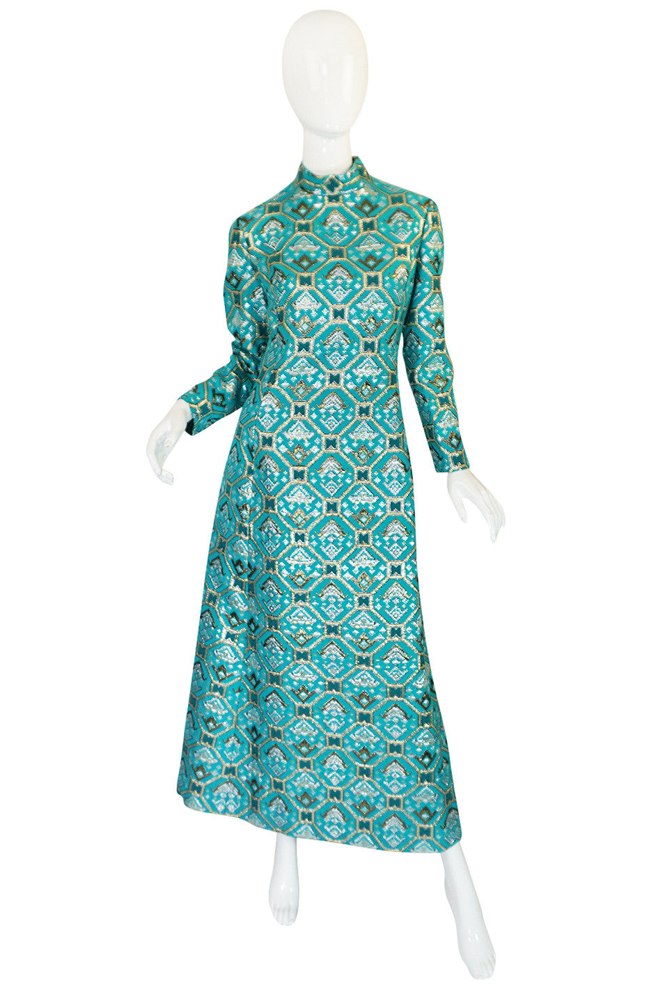 Incredible 1970s Mollie Parnis Ivory Silk Moire Halter Dress w Matching Feather Trim Jacket