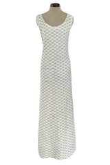 Fabulous 1960s Madeleine de Rauch Haute Couture Pearl White Sequin & Rhinestone Dress