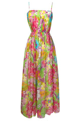 1950s Nat Kaplan Pleated Bodice Insanely Pretty Floral Print Dress