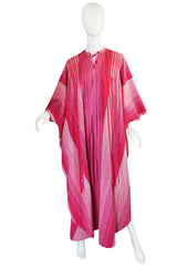 1960s Josefa Mexico Pink Cotton and Ribbon Caftan