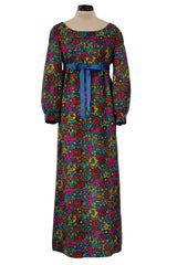 Rare & Exceptional Spring 1966 Yves Saint Laurent Sketch Documented Floral Print Dress