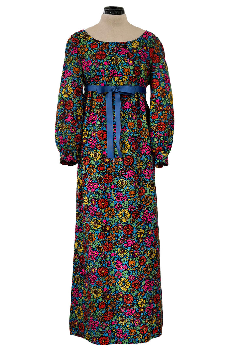 Rare & Exceptional Spring 1966 Yves Saint Laurent Sketch Documented Floral Print Dress