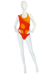 1980s Liza Bruce Coral & Orange Two Piece Layered Swimsuit