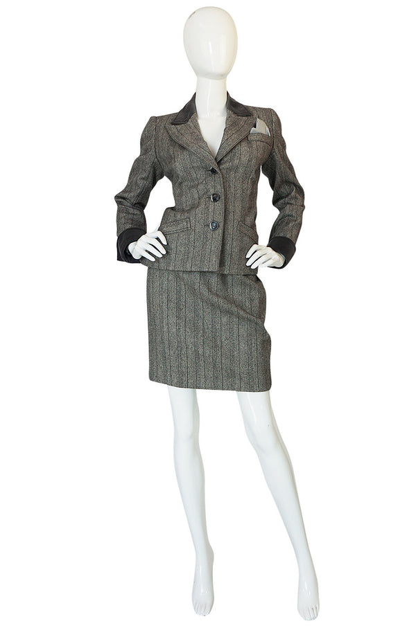 1980s Yves Saint Laurent Haute Couture Herringbone Suit