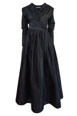 F/W 1986 Yves Saint Laurent Black Silk Taffeta Full Skirted Dress