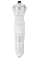 Pristine Mid 2000s Givenchy by Riccardo Tisci White Cotton Gauze & Lace Dress w Matching Underdress