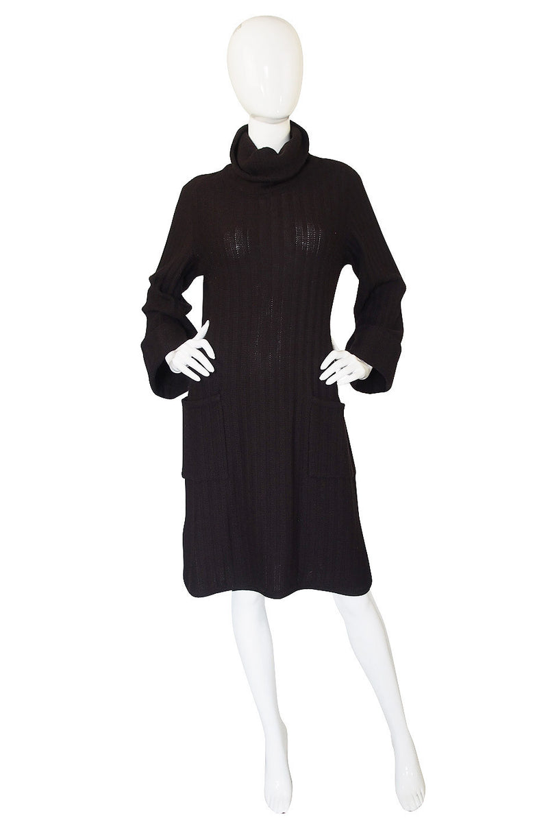 1970s Cable Knit Chloe Chocolate Dress