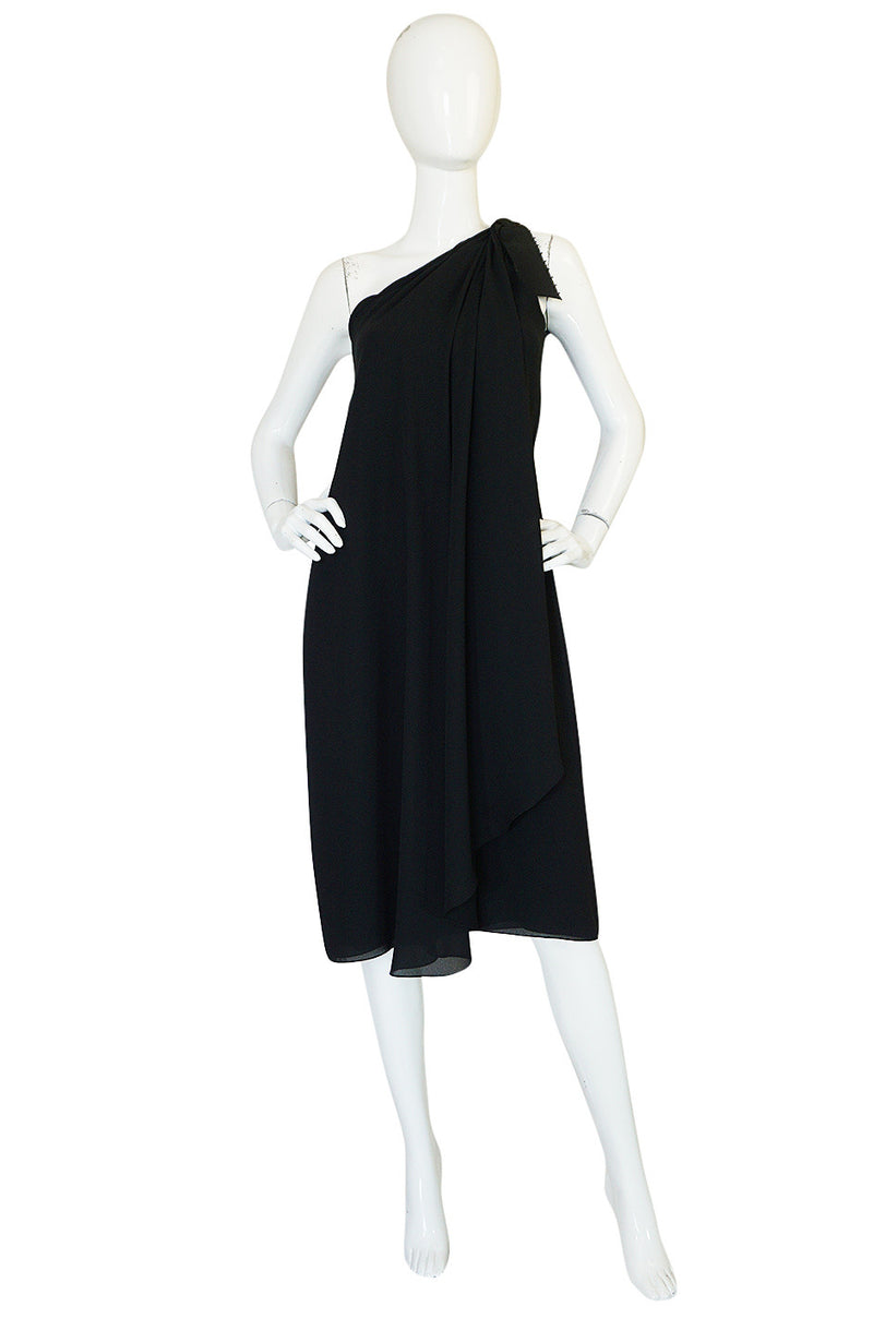 1980s Bill Blass One Shoulder Dress