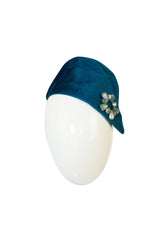 1960s Blue Miss Dior Pillbox Hat with Removeable Pin