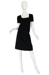 Chic 1960s Courreges Paris Black Shift Dress