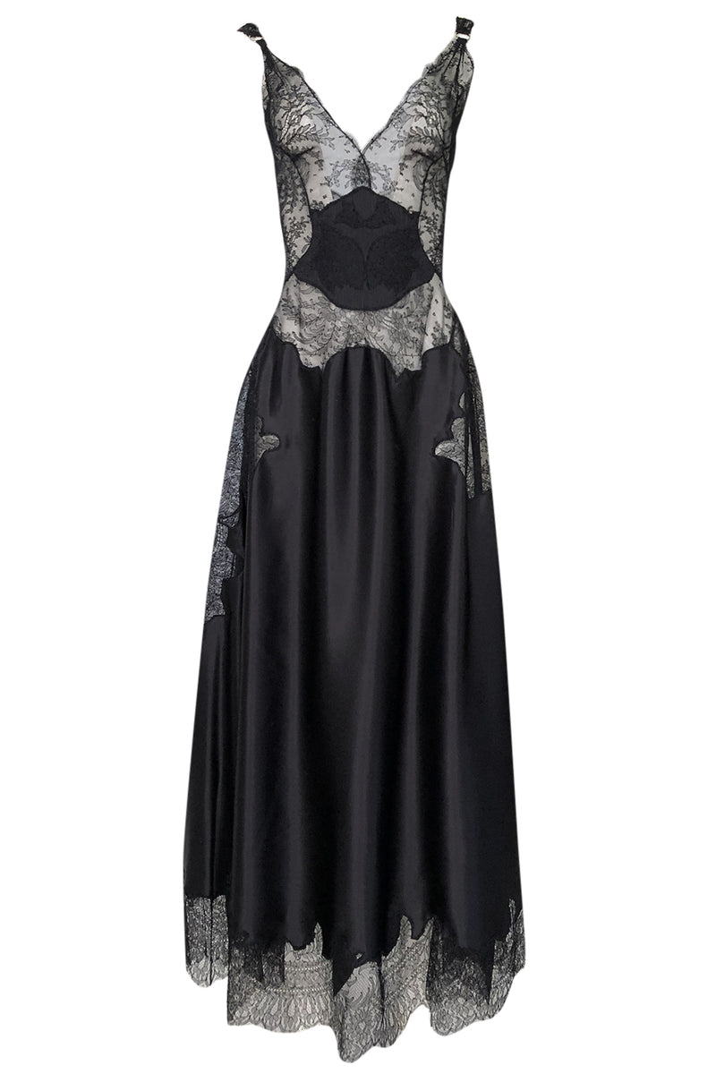 Pre-Fall 2015 Ricardo Tisci for Givenchy Black Silk Satin & Lace Dress Shrimpton Couture Pre-Fall 2015 Ricardo Tisci for Givenchy Black Silk Satin & Lace Dress Shrimpton Couture