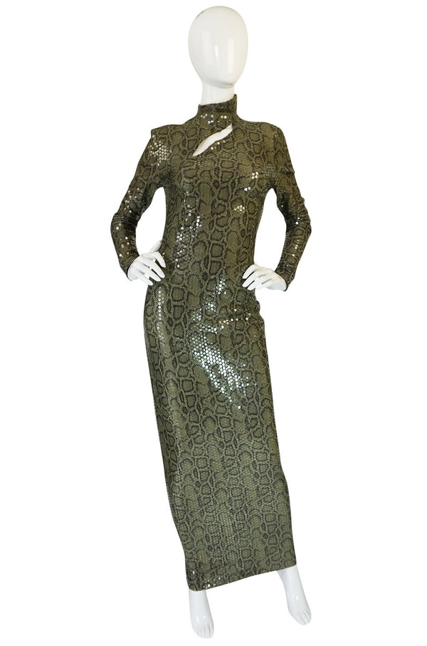 Iconic S/S 1983 Thierry Mugler Sequin Snakeskin Python Dress