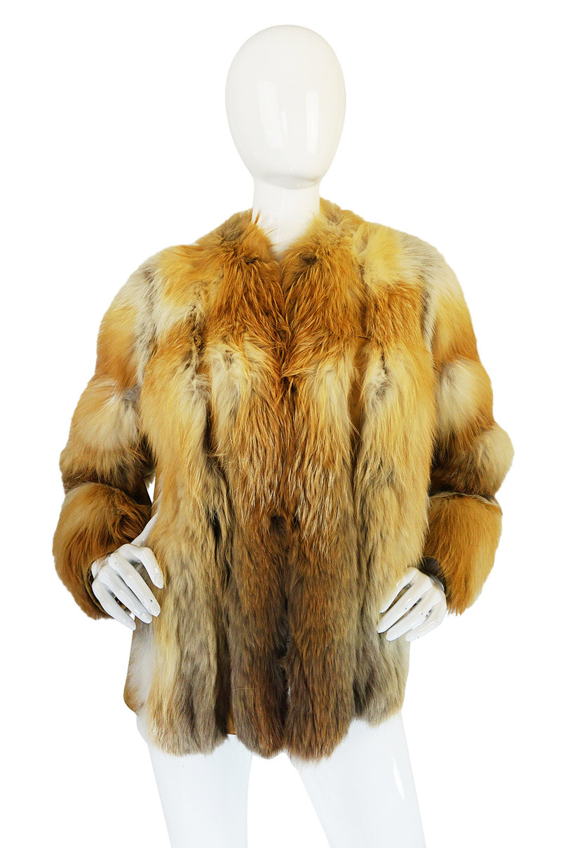 Stunning 1970s Natural Red Fox & Suede Fur Jacket