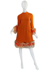 Spectacular 1960s Geoffrey Beene Silk & Feather Dress