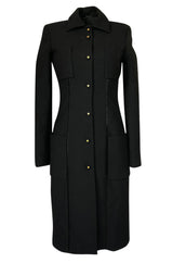 1990s Gianni Versace Couture Sleek & Tailored Black Coat or Dress