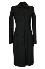 1990s Gianni Versace Couture Sleek & Tailored Black Coat or Dress