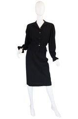 1970s Black Crepe Jean Muir Peplum Suit