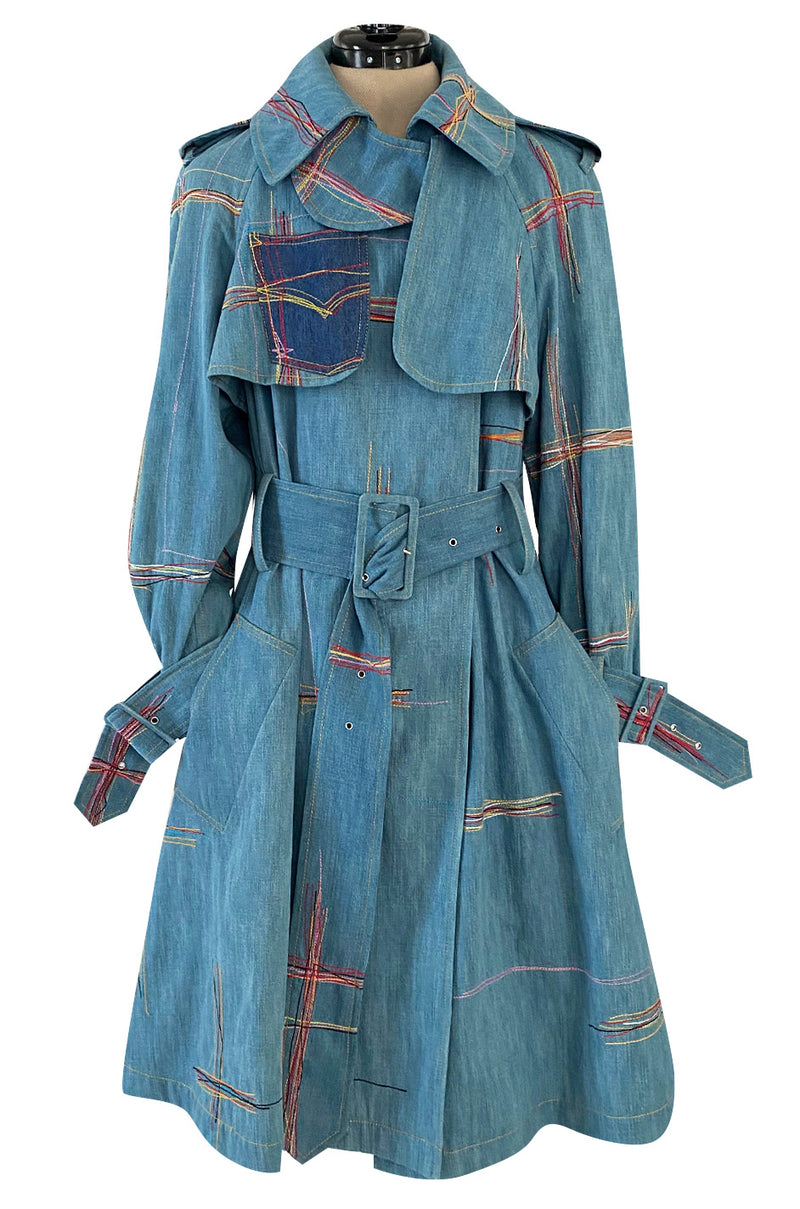 Resort 2002 John Galliano Denim Trench Coat w Embroidered Detailing –  Shrimpton Couture