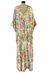 Gorgeous 1960s Lucie Ann Beverly Hills Gold Thread Lame Caftan w Sequin Detailing