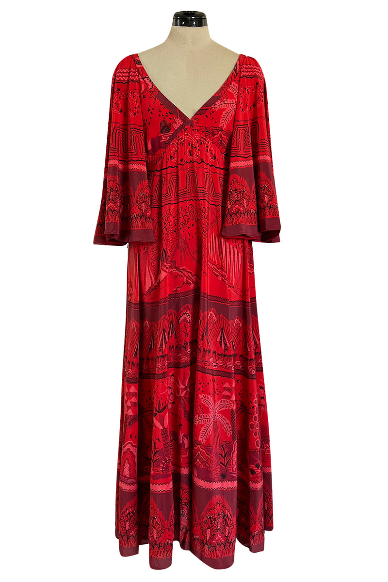 Spring 2017 Valentino by PierPaolo Piccioli Red Silk Dress w Zandra Rhodes Print