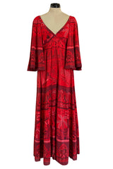 Spring 2017 Valentino by PierPaolo Piccioli Red Silk Dress w Zandra Rhodes Print