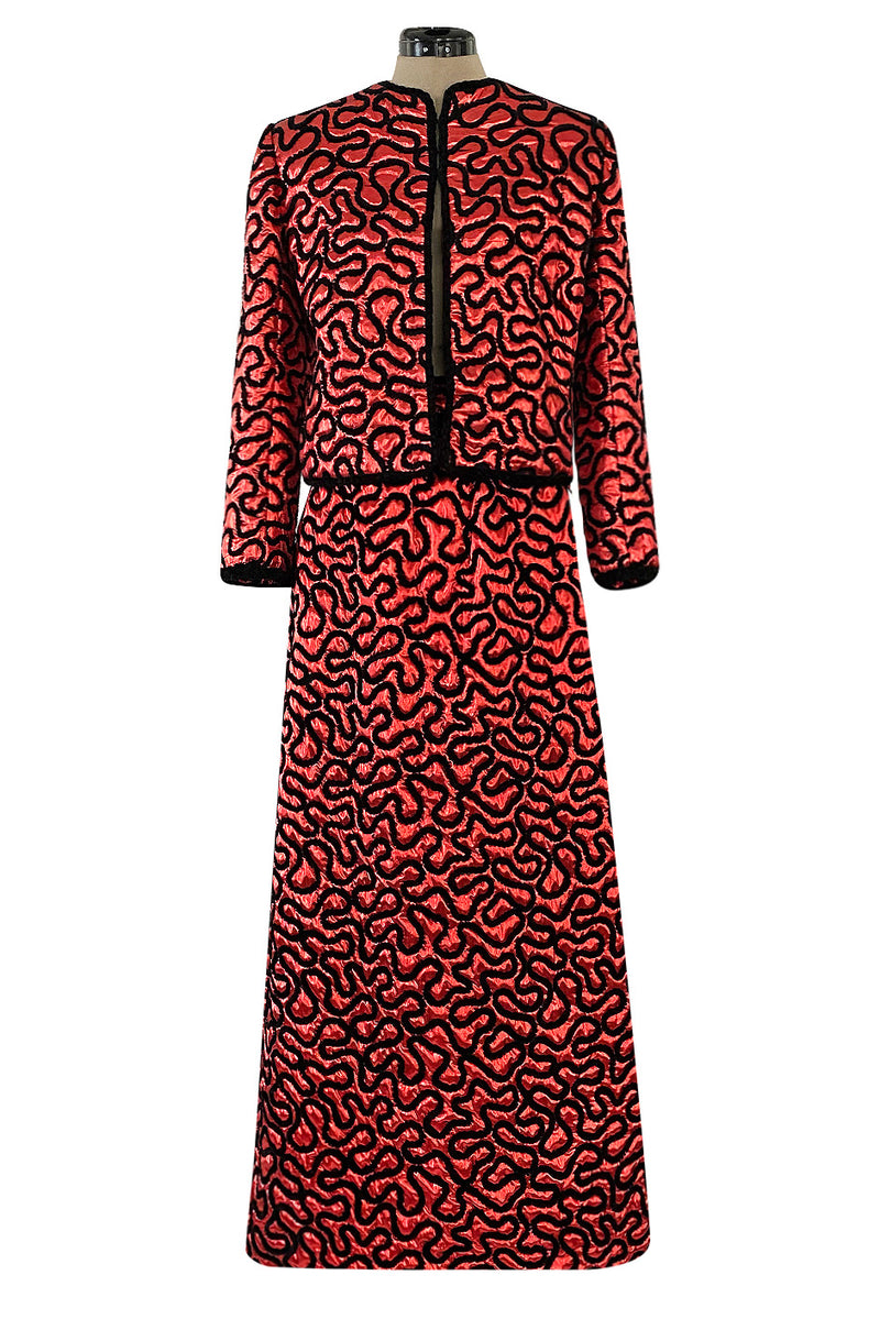 Documented Fall 1981 Chanel Red Metallic Silk Skirt & Jacket Set w Han –  Shrimpton Couture