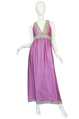 c1965-69 Lavender & Silver Beaded Oscar de la Renta Dress