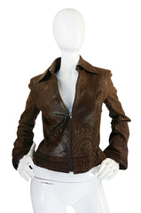 1980s Hand Painted Roberto Cavalli Leather Jacket