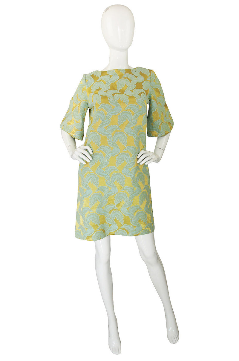 1960s Blue & Gold Metallic Mod Dress Shrimpton Couture 1960s Blue & Gold Metallic Mod Dress Shrimpton Couture