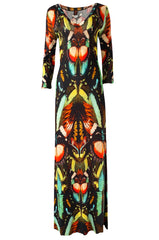 2014 Jean Paul Gaultier Butterfly Stretch Jersey Maxi Dress