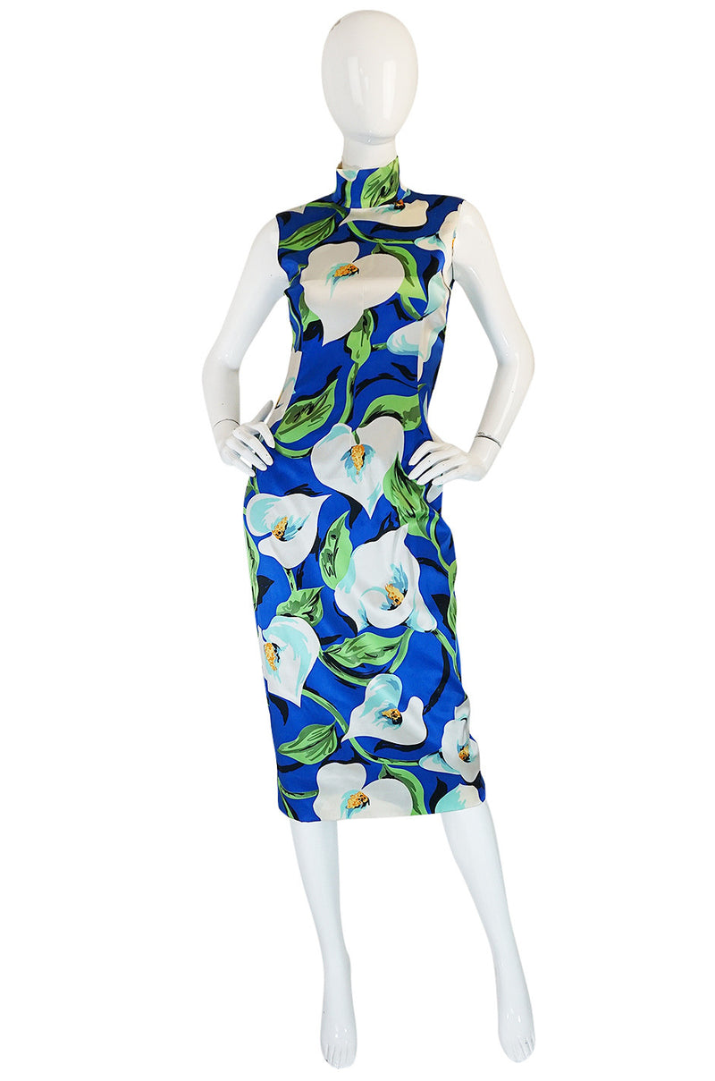 1990s Dolce and Gabbana Stretch Silk Floral Dress