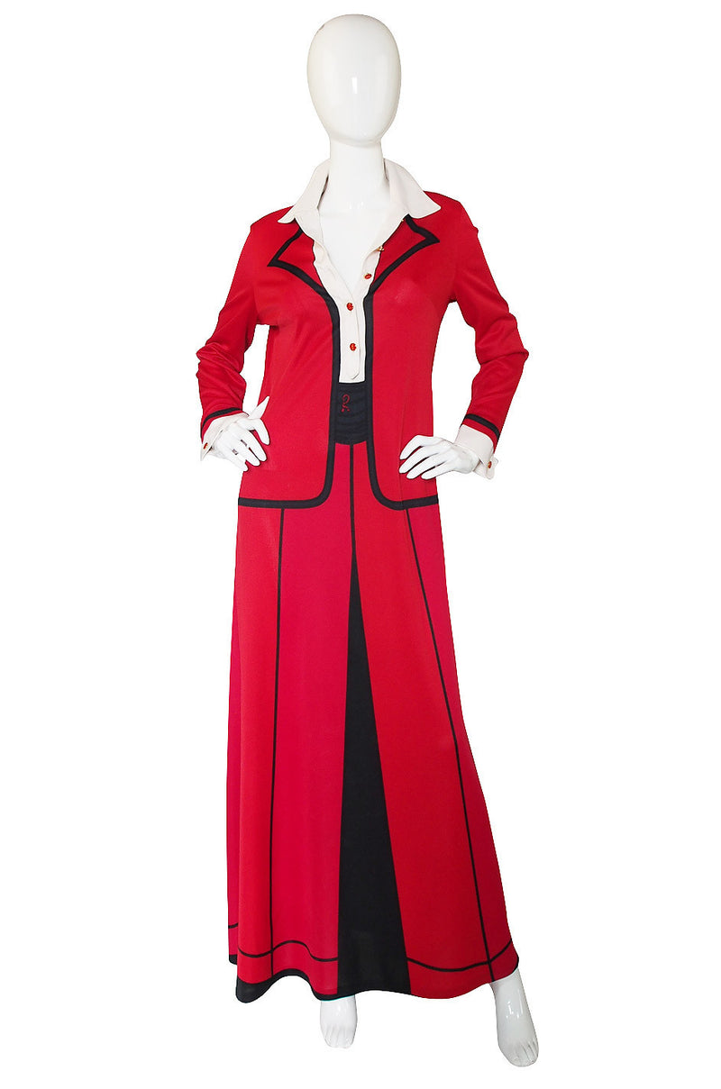 1970s Roberta de Camerino Red Maxi Dress