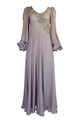 1970s Stavropoulos Couture Layered Bias Cut Silk Chiiffon Dress