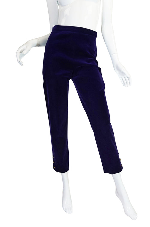 Rare 1980s Purple Velvet Chanel Cigarette Pants