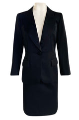 Iconic Fall 1996 Yves Saint Laurent True Haute Couture 'Le Smoking' Black Tuxedo Skirt Suit