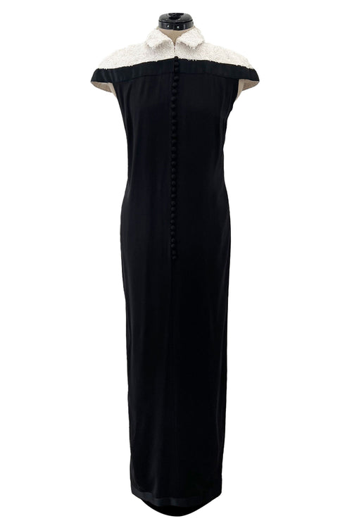 Superb Fall 2006 Chanel by Karl Lagerfeld Haute Couture Black Runway Dress w Shoulder Detailing