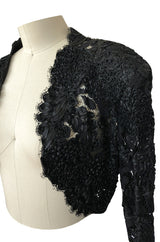 1980s Isabelle Allard Paris Strapless Ribbon Lace Dress & Cropped Jacket