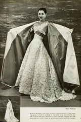 Exceptional Spring 1956 Pierre Balmain Haute Couture Strapless French Alencon Lace & Silk Organza Dress