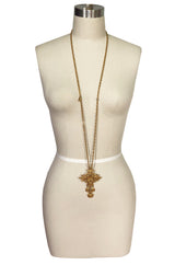 Vintage Florenzi Double Chain Gold Filigreed Cross Necklace